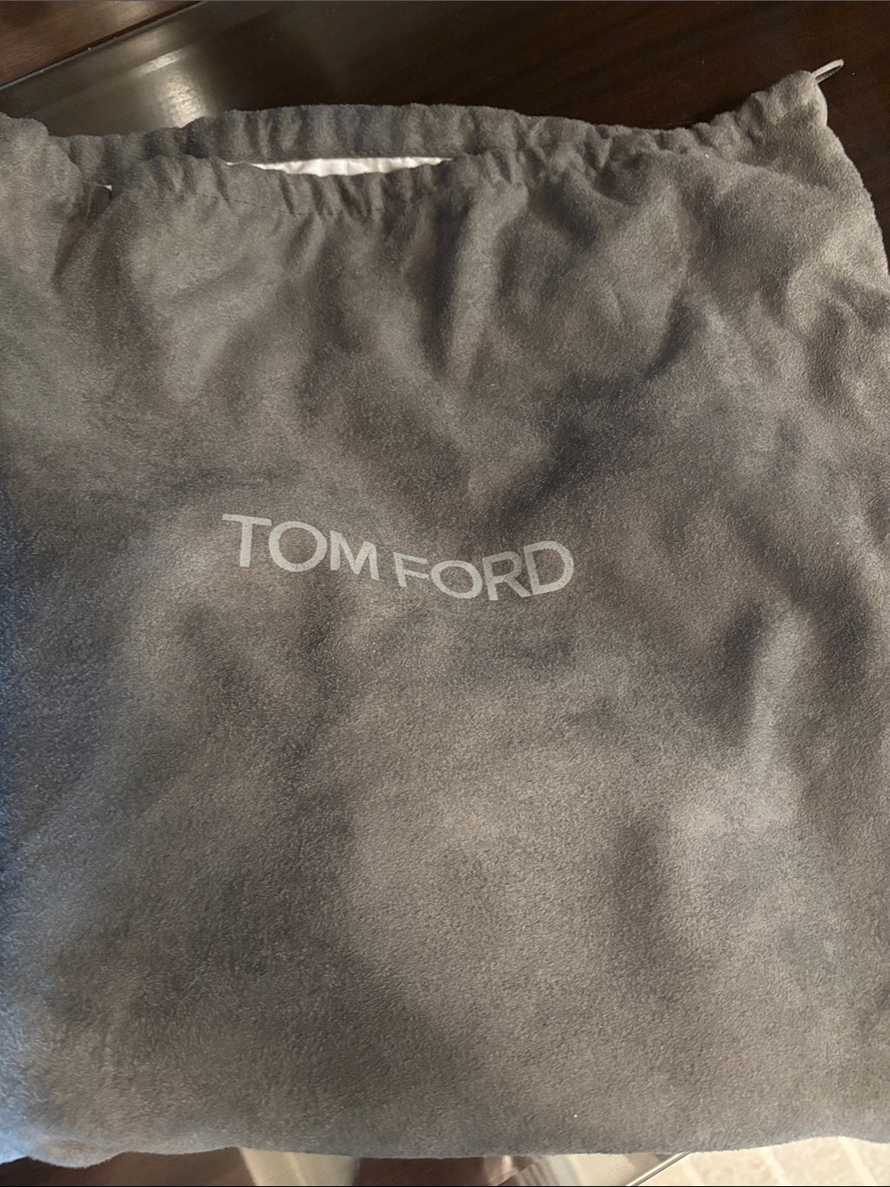 Tom Ford Dark Brown Suede Shoulder Bag with Gold TF Logo - Picture 4 of 4